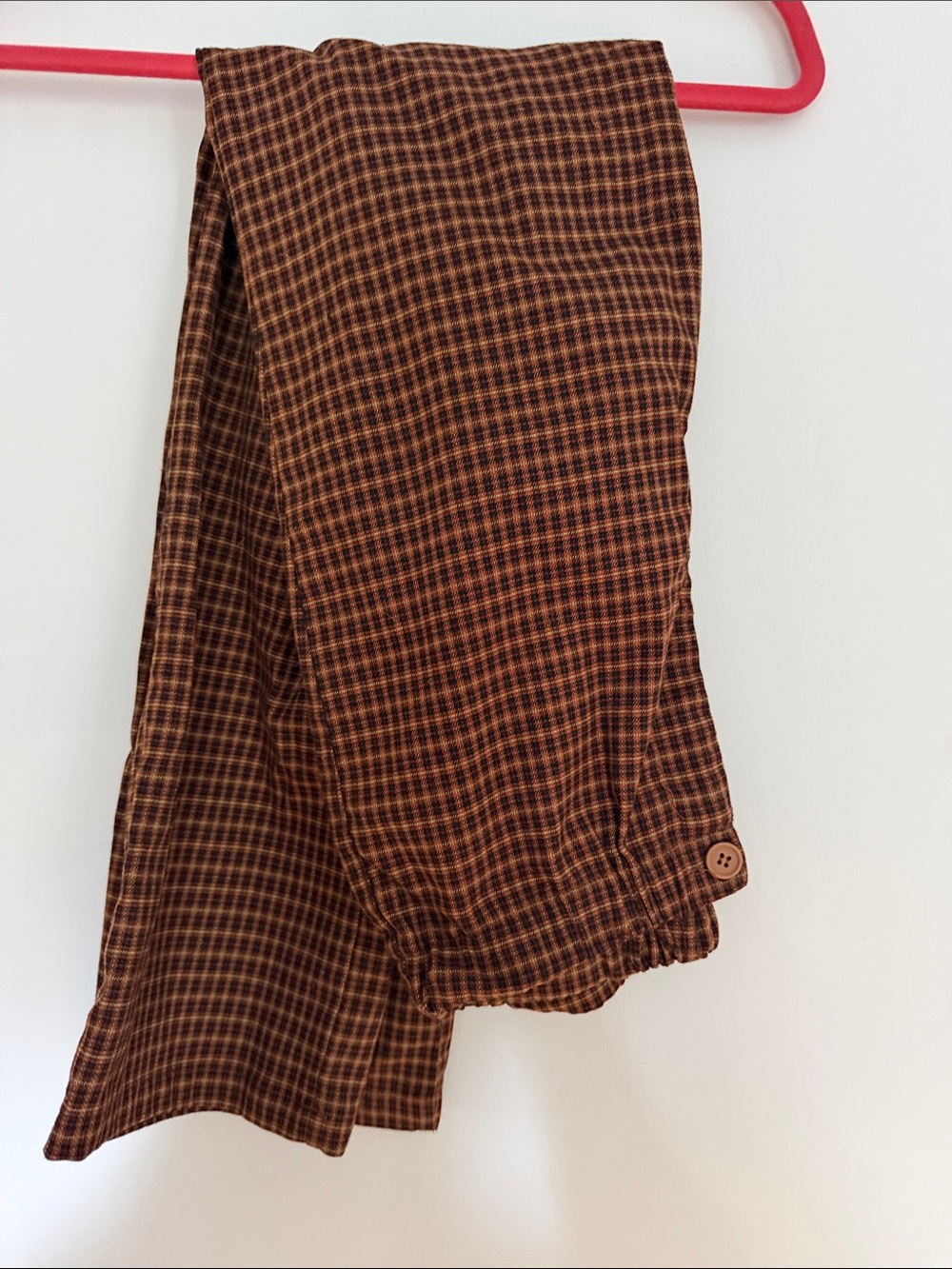 Rue 21 Brown Micro-Check Casual Pants with Elastic Waistband